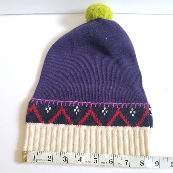 Burberry Cashmere Wool Pom Pom Beanie Purple Multicolor - Picture 8 of 9